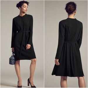 MM LaFleur Nikki Long Sleeve Shift Belted Gold Button Detail Shirt Dress Medium